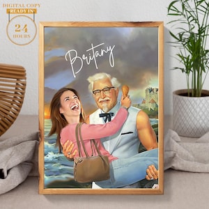Personalisiertes Paket für Spiegelhuhn | KFC Porträt | Oberst Sanders | Geschenke für Sie | Weihnachtsgeschenk | KFC Liebhaber | Witziges KFC Portrait