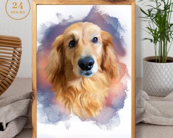 Custom water color | Pet Portrait | Dog Portrait | Cat Portrait | Oil Paint Poster  | Doggy Memories | Pet Loss | Pet Memorial
