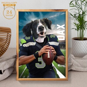 American football, Custom Seattle Seahawks, Pet portrait, Football Pet Portrait, Football Gift Idea,Funny football Pet Canvas