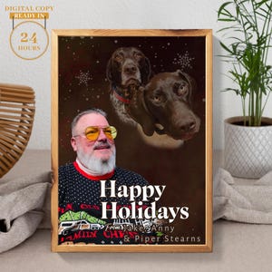 Tarjeta navideña familiar clásica, póster navideño familiar personalizado, foto inspirada en Olan Mills, tarjetas de regalo clásicas divertidas, tarjeta navideña