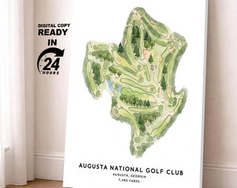 Personalized Watercolor Golf Course Map: Gift for Golf Enthusiasts