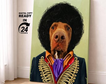 Turn your Pet into Famous Superstar, Pet Portraits, Elvis Pupsley, Meownder Woman, The Dogfather, Dog marley, Chowlie Chowplin, etc
