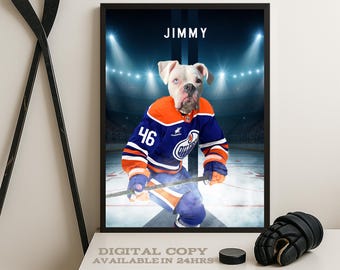 Personalize Edmonton Hockey, Personalized Hockey Pet portrait (Digital Download)