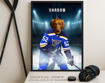 Personalize St. Louis Hockey, Personalized Hockey Pet portrait (Digital Download)