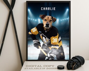 Personalize Pittsburgh Hockey, Personalized Hockey Pet portrait (Digital Download)