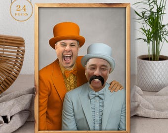 Friends Dumb and Dumber Portrait, Custom Funny Friends Portrait, Gift Portrait, Brother, friends, Christmas gift, Gift