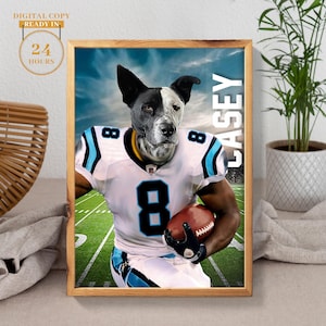 American football, Custom Carolina Panthers, Pet portrait, Football Pet Portrait, Football Gift Idea,Funny football Pet Canvas