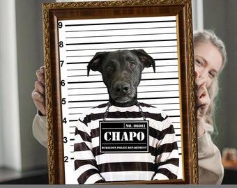 Custom Mugshot Pet Portrait | Mugshot | Mugshot Portrait | Pet Portrait | Funny Guilty Pet | Thug Portrait | Criminal Mugshot