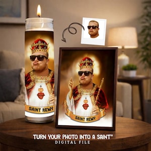 Benutzerdefinierte Gesicht Saint Prayer Candle Label | Lustige Gebetskerze | Witzige Kerze | Geschenk an Freund Kerze | Familenkerze | NUR DIGITALE KOPIE