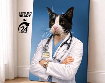 Custom Pet Doctor Portrait | Personalized Gift | Nurse | Gifts For Her | Christmas Gift | Digital Portraits