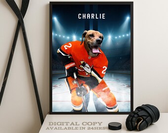 Personalize Anaheim Hockey, Personalized Hockey Pet portrait (Digital Download)
