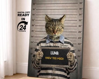 Pet Mugshot Portrait | Custom Guilty Pet Portrait | Custom Pet Portrait | Wanted Pet Gift | Christmas Gift | Digital Portraits