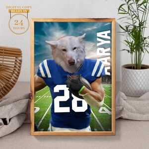 American football, Custom Indianapolis Colts, Pet portrait, Football Pet Portrait, Football Gift Idea,Funny football Pet Canvas