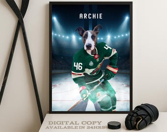 Personalize Minnesota Hockey, Personalized Hockey Pet portrait (Digital Download)