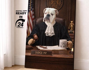 Personalized Pet Judge Portrait | Custom Court Decor for Cat or Dog | Lawyer Dog  Poster | Cat Judge Canvas | Gift for her | Gift for Him
