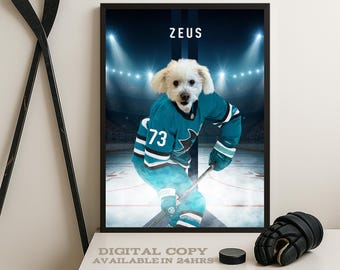 Personalize San Jose Hockey, Personalized Hockey Pet portrait (Digital Download)