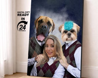 Custom Pets Portrait | Personalized Step Brothers Poster | Pets Portraits| Family Pet Portrait | Step Brothers Parody | Dog | Cat Portrait