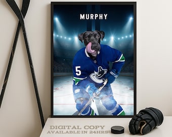 Personalize Vancouver Hockey, Personalized Hockey Pet portrait (Digital Download)