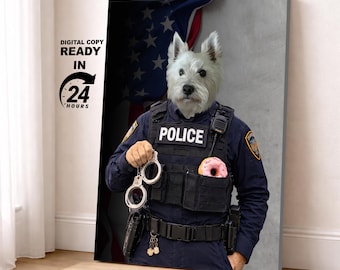 Personalized Police Dog Portrait | Custom Pet Memorial Gift | Police Gift | Police Dog | Police Dog Portrait | Custom Policeman