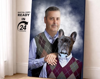 Funny STEP BROTHER Pet Portrait | Personalized Step Brother | Human and Pet Poster| | Dog Poster | Best Friend Poster