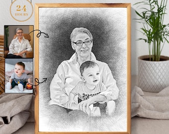 Add Loved One to Photo, Loss of Father-Mother, Family Portrait From Photos, Combine Photos, Christmas Gift, Memorial Gift for Dad Mom, Gift