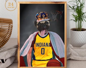 American Basketball Player Custom Pet Digital Portrait, Indiana City, Custom Team Favorite Player, Pet Portrait, Custom Pet painting