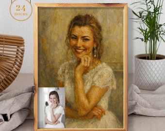 Custom Bride Oil painting, Anniversary Wedding gift, Wedding Art Portrait, House Warming Gift, Personalized Photo, Digital Copy