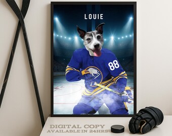 Custom American Buffalo Hockey, Personalized Hockey Pet portrait (Digital Download)