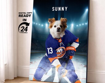 Personalize NY Islanders Hockey, Personalized Hockey Pet portrait (Digital Download)