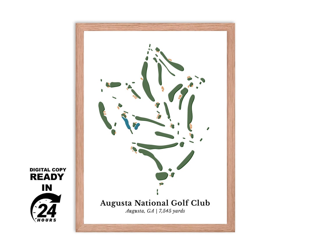 Augusta National Golf Club Portrait Golf Wall Art Gift Custom Golf