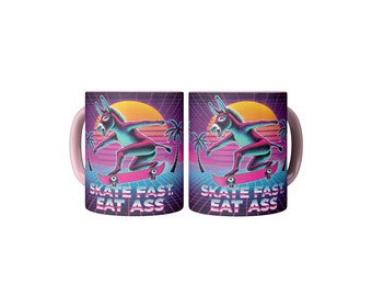 Funny Donkey Skateboarding Mug – Vaporwave Retro Meme Gag Gift