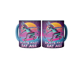 Funny Donkey Skateboarding Mug: Retro Vaporwave Gag Gift - FREE SHIPPING