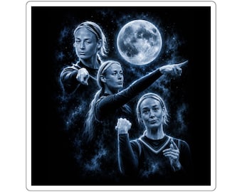 Sophie Cunningham Pointing Sticker, 3 Wolves Moon Parody Decal, Funny Basketball Fan Gift, WNBA Sports Meme Sticker
