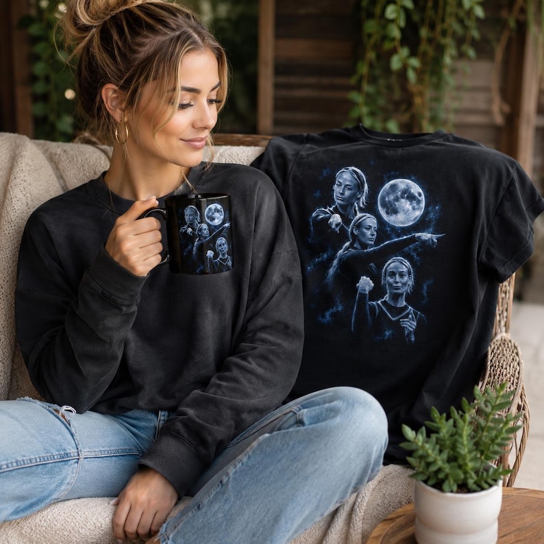 Sophie Cunningham pointing Shirt, Sophie 3 wolves moon shirt, Wolf Moon Parody Sports Shirt, WNBA Fan Gift image 3