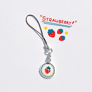 Strawberry Keychain / Phone Accessory / Phone Charm / Cute Keychain / Strawberry Charm / Kawaii Keychain / Y2K Keychain