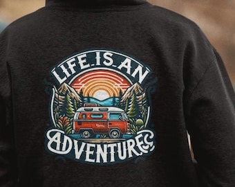 Life Is An Adventure Camper Van Hoodie, Unisex Outdoor Apparel