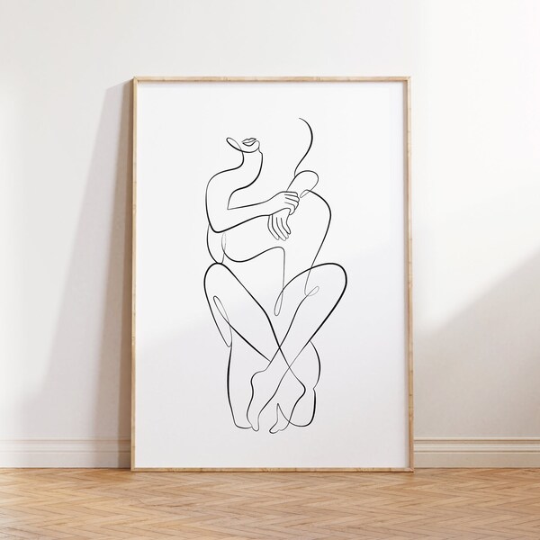 Couple One Line Drawing Abstract Couple Line Art Romantic Love Art Anniversary Gifts Man And Woman Wall Print Couple Poster Bedroom Decor