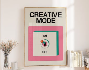 Colorful Poster Retro Wall Art Trendy Room Decor Creativity Print Office Wall Art Home Office Poster Large Digital Download Print Office Art