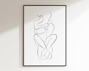 Paar One Line Zeichnung Abstrakte Paar Linie Kunst Romantische Liebe Kunst Jahrestag Geschenke Mann und Frau Wanddruck Paar Poster Schlafzimmer Dekor