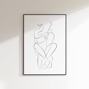 Pareja una línea dibujo abstracto pareja línea arte romántico amor arte aniversario regalos hombre y mujer pared impresión pareja cartel dormitorio decoración