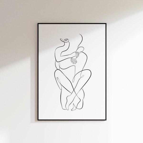 Couple One Line Drawing Abstract Couple Line Art Romantic Love Art Anniversary Gifts Man And Woman Wall Print Couple Poster Bedroom Decor