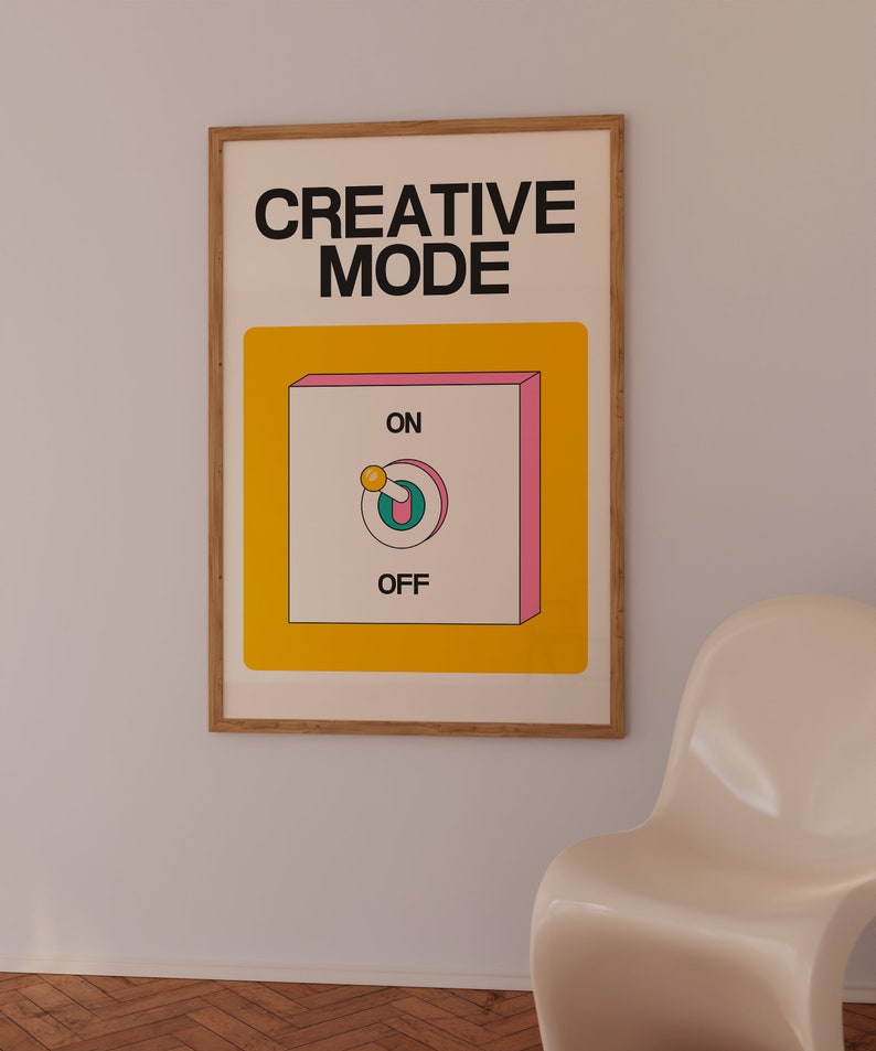 creativity poster downloadable print trendy wall art office wall decor modern retro art digital downloads funky wall art retro quote poster vintage posters, cool wall art home office print inspiring art cool poster