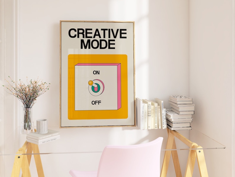 creativity poster downloadable print trendy wall art office wall decor modern retro art digital downloads funky wall art retro quote poster vintage posters, cool wall art home office print inspiring art cool poster