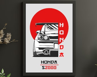 80s Japan Car, Honda S2000, digital download. Modern Wall Art Picture. Print Home Decor. Perfect boyfriend/husband gift.