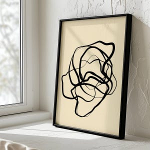 Modern Neutral Abstract Gallery Wall Art, Neutral Nordic Prints, Modern Abstract Art Black Beige, Japandi Printable Abstract Art