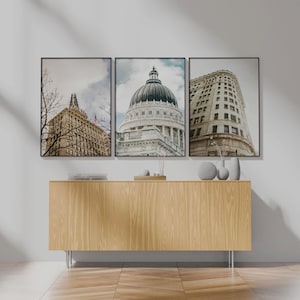 Salt Lake City Utah Wall Art. In color and black and white. Set of 6 designs.