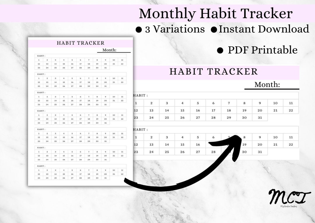 Monthly Habit Tracker, Weekly Progress Planner, Progression Tracker ...