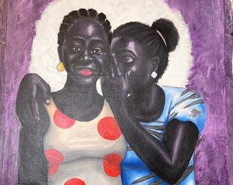 The Secret | Acrylic on Canvas Painting Wall Art African Art 79.5/56.5 cm Handmade