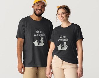 Weekend-T-shirt met skelet | Goth Lazy Humor-t-shirt, uniseks