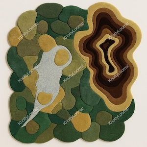 Multi Green  Irregular Hand Tufted Rug for Bedroom And Any Living Space | 5x8 rug, 6x9 rug, 8x10 rug, 9x12 rug, 10x14 rug |